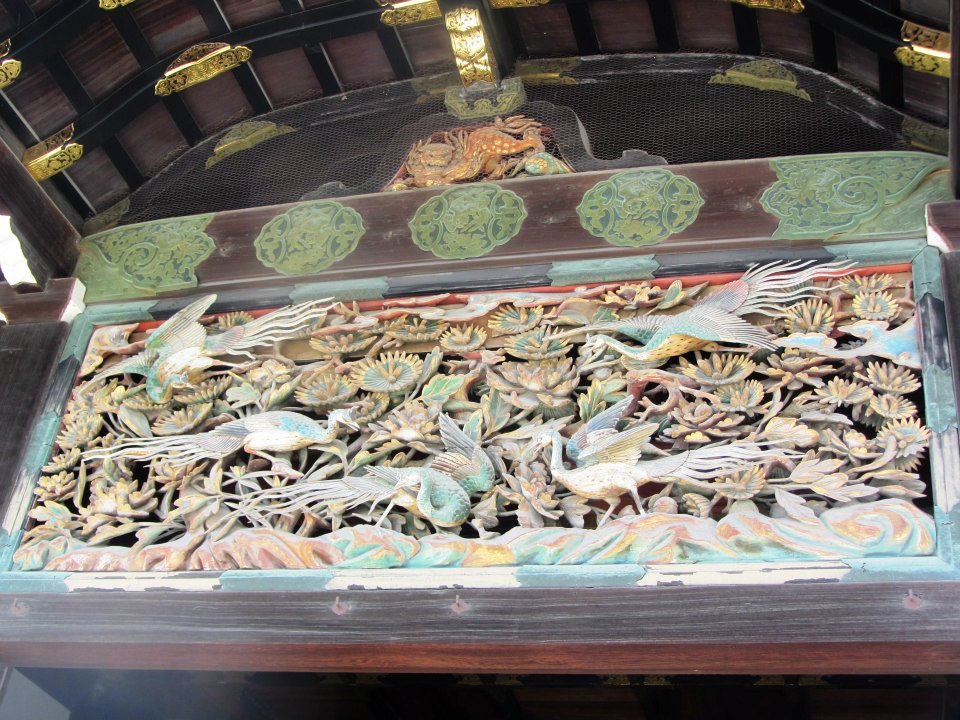 Bird carving in Ninomaru Palace, Japan