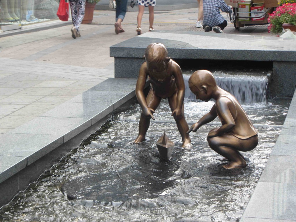 Falling boy statue in Busan, Korea