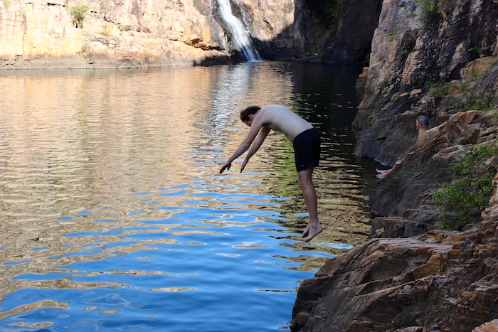 Diving into Maguk plunge pool
