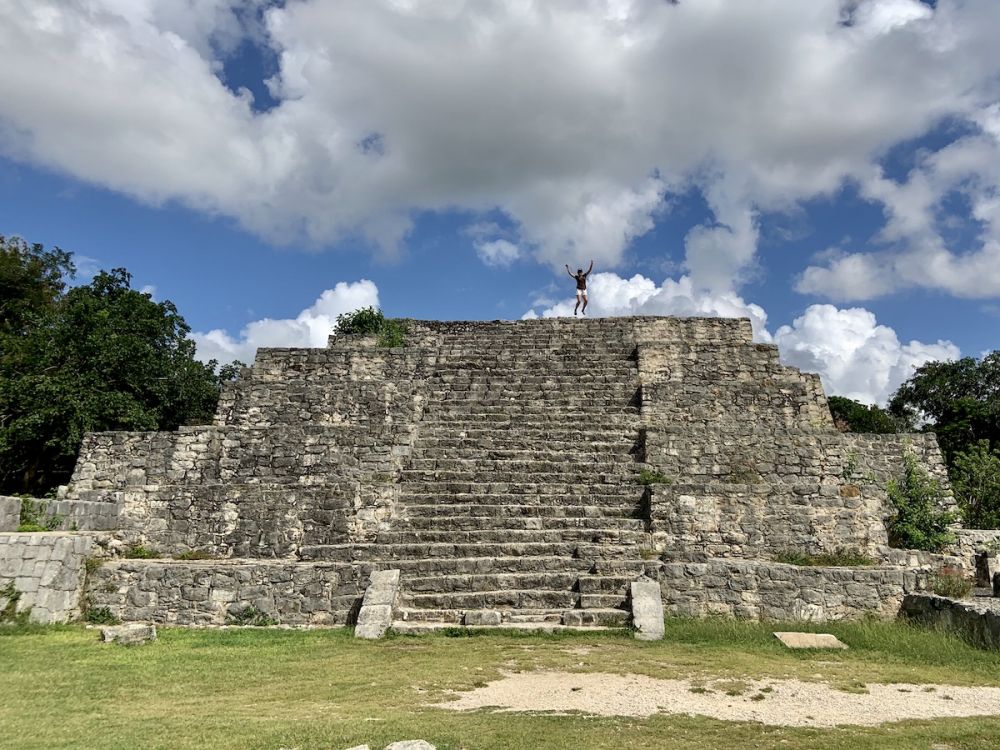 Climbing Mayan ruins